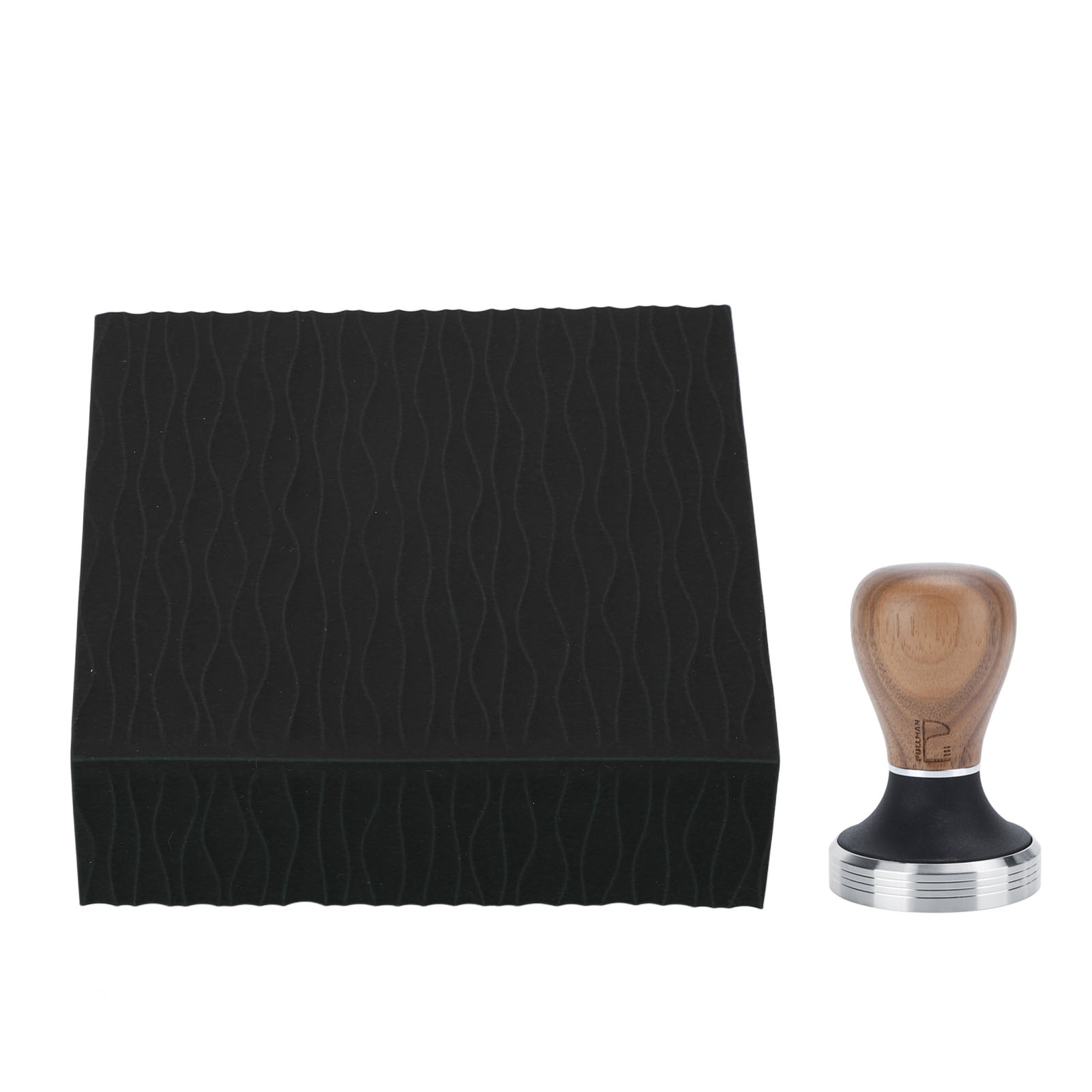 Silikon-kaffeetampermatte, Edelstahltamper Und 58-mm-holztamper Für Die Küche (schwarz)