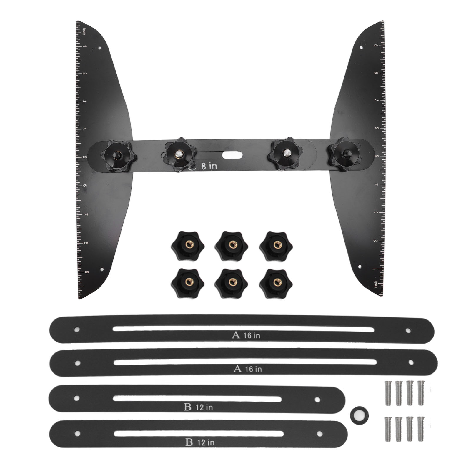 Treppenstufenlehre Aus Edelstahl (8", 12" Und 16"), Korrosionsbeständig, Hochpräzise, Benutzerfreundlich, Schwarzes Set