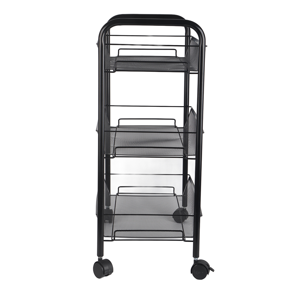 Metallregal Mit Rollen, Mobiler Edelstahl-servierwagen Für Bad, Küche Und Gemüse, Schwarz, 3 Ebenen