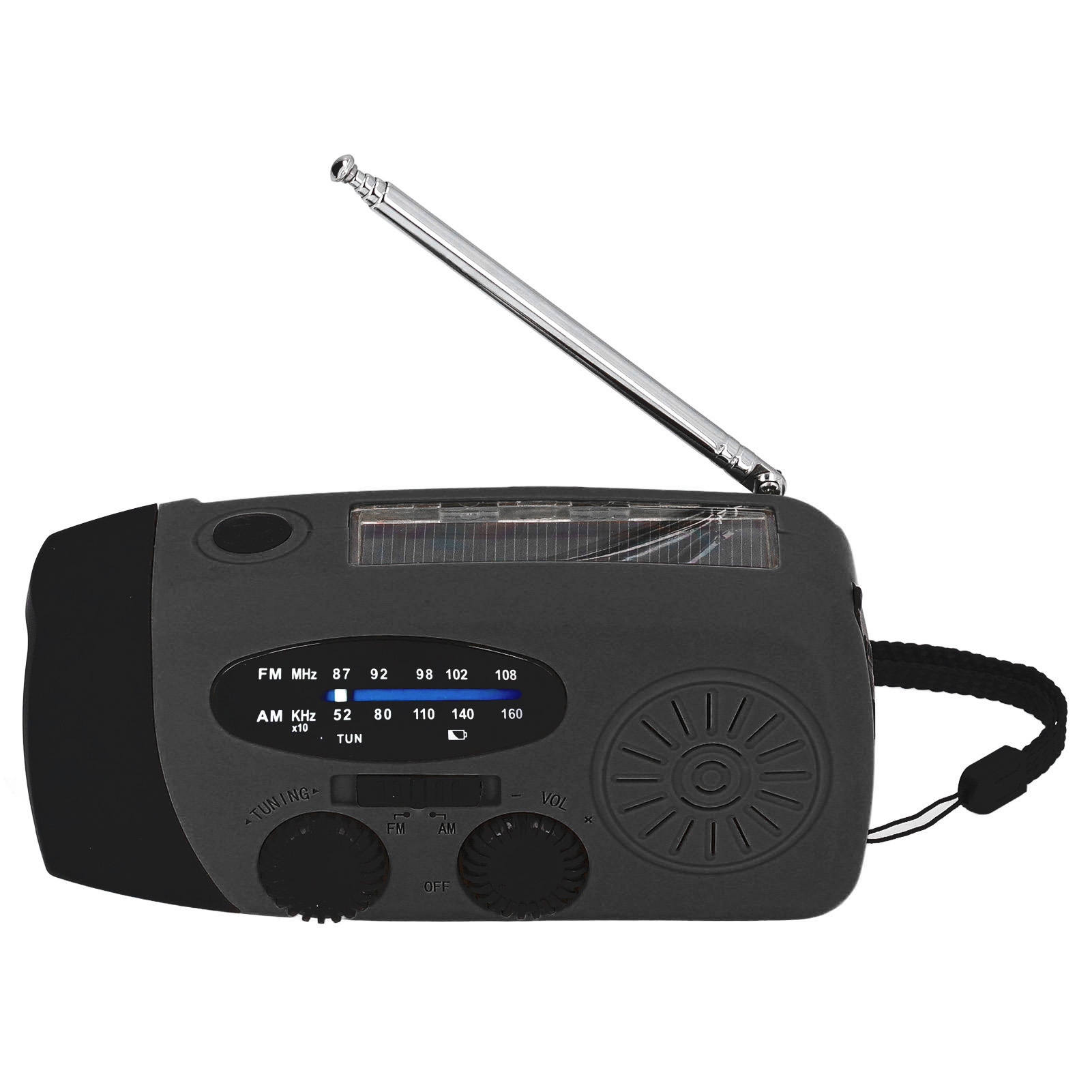 Handkurbel-solarradio Mit Led-taschenlampe, Tragbares Fm/am/wb-usb-radio Für Notfälle Und Katastrophenschutz, Schwarz, Europäisches Modell
