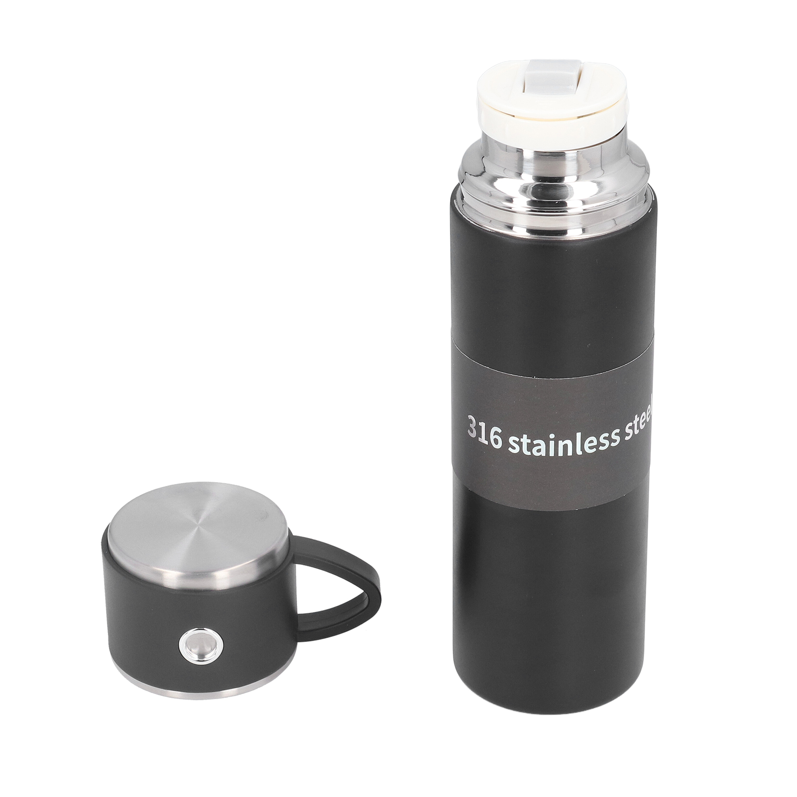 500 Ml Vakuumisolierter Becher, Edelstahl-thermosflasche, Tragbarer Vakuumbecher Für Outdoor-aktivitäten, Schwarz