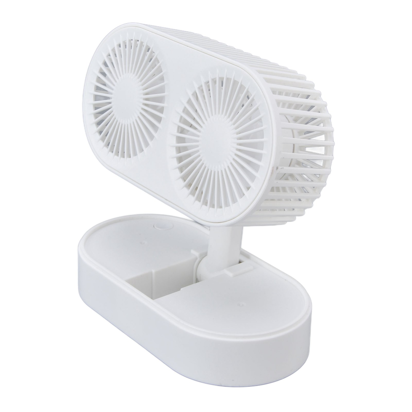 Doppelventilator Für Den Schreibtisch, Zwei Motoren, 135° Verstellbarer Neigungswinkel, Drei Helligkeitsstufen, Geräuscharmer Betrieb, Ideal Fürs Büro (weiß)
