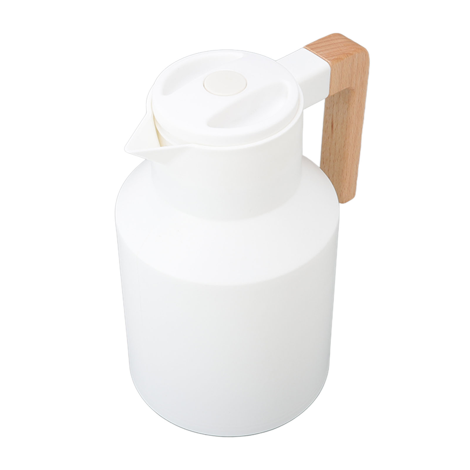 Isolierte 1000-ml-karaffe Mit Holzgriff Und Doppelwandiger Vakuumisolierung, Ideal Für Tee, Säfte Und Kaffee (weiß).