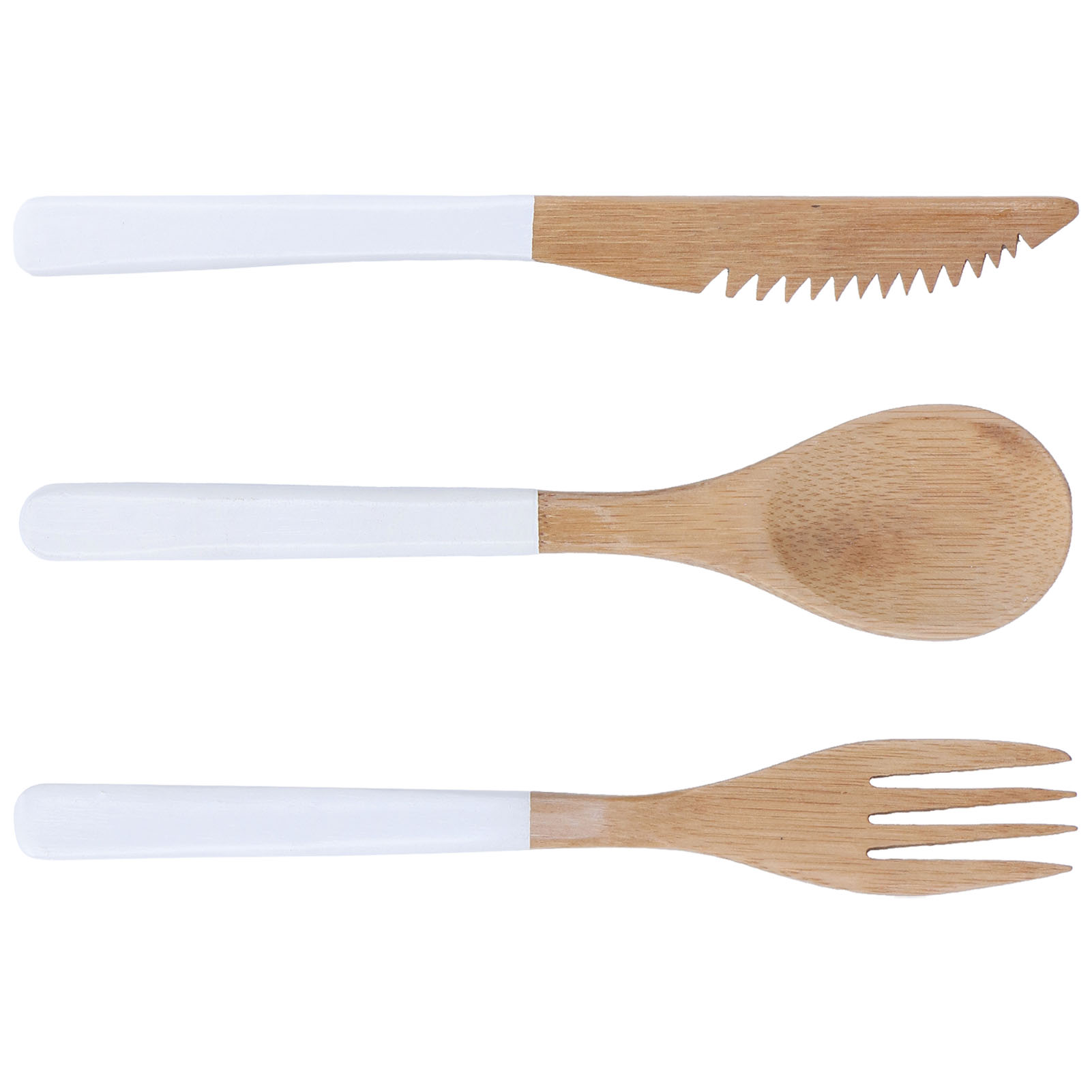 3-teiliges Japanisches Holzbesteck-set, Sicher, Bpa-frei, Löffel, Gabeln, Messer Für Die Küche, Weiß