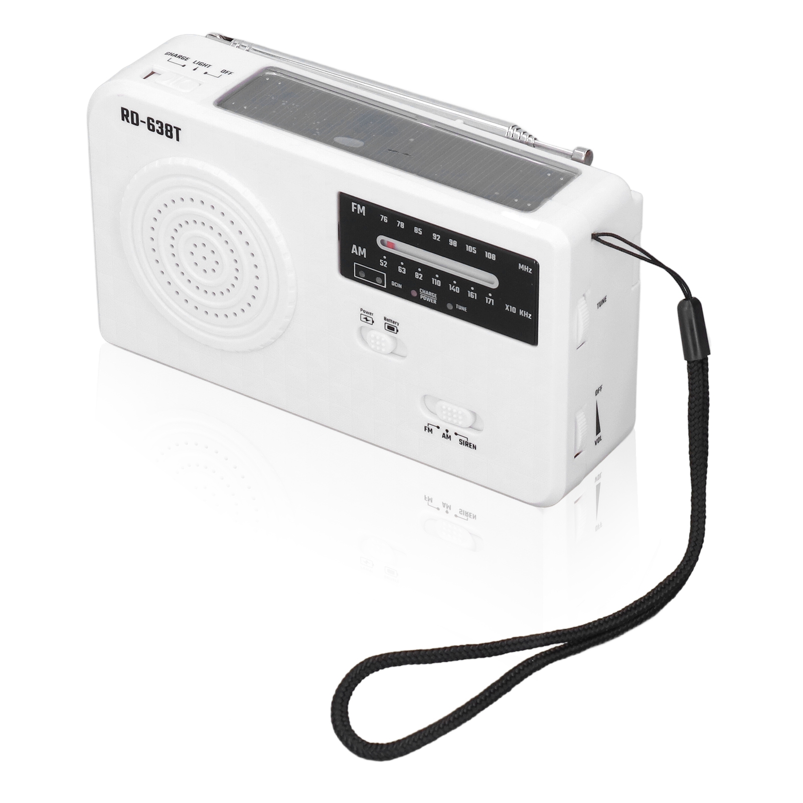 Handkurbel-solarradio, Multifunktionale Camping-taschenlampe, Usb-ladefunktion, Notfallradio, Weiß