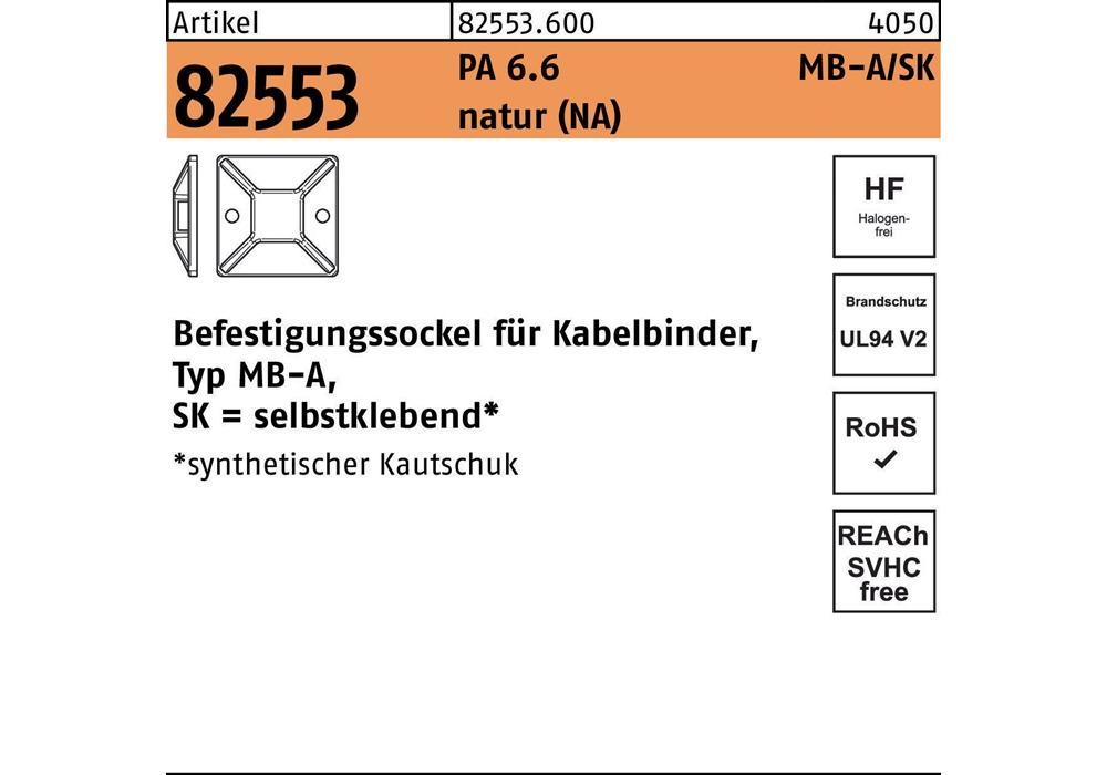 Befestigungssockel R 82553 5,4 Polyamid 6.6 Natur 100 Stück Hellermanntyton