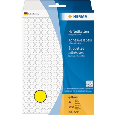 Herma Markierungspunkt Herma 8mm Papier Gelb 5.632 Etik./pack. Herma 8mm Papier Gelb 5.632 Etik./pack.