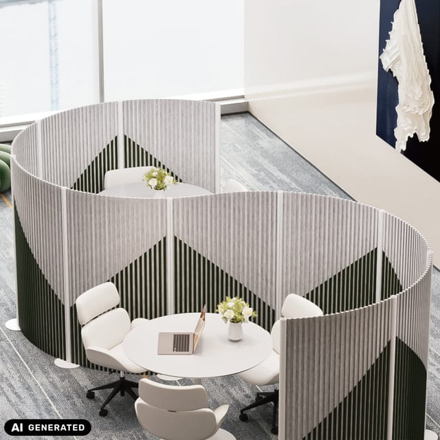 Akustik Trennwand / Stellwand Flexmiut Wave Rollbar 211x160 Pet Grau Hjh Office
