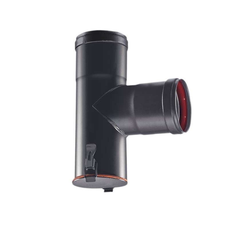 T 90° Schwarz Ø80 Ffm 12 Mit Tappo