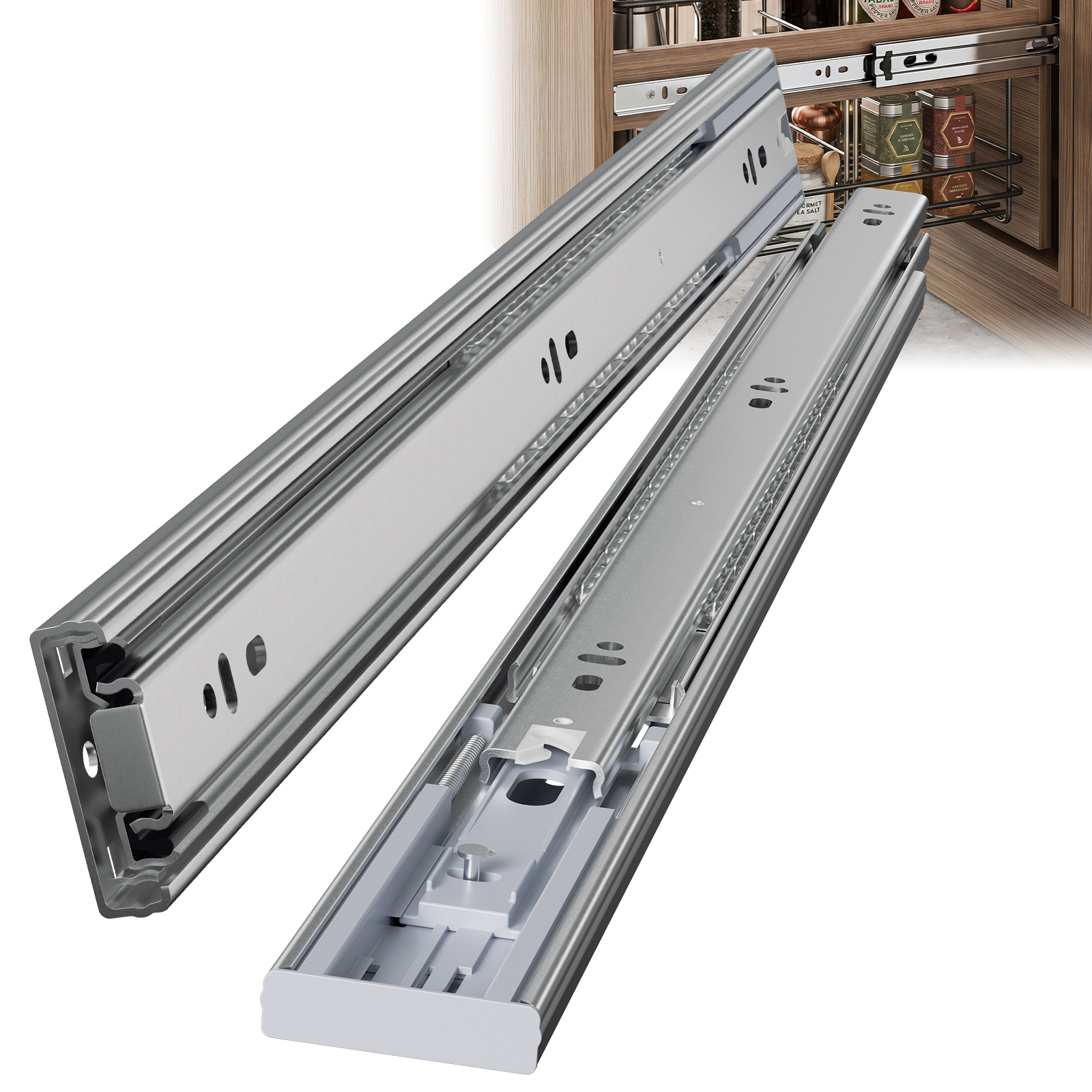 Jiubiaz 10 Paar Schubladenschienen 550 Mm Vollauszug, 3-teilig, Softclose Mit Selbsteinzug, 45 Kg Tragkraft, Schubladenauszug Aus Stahl