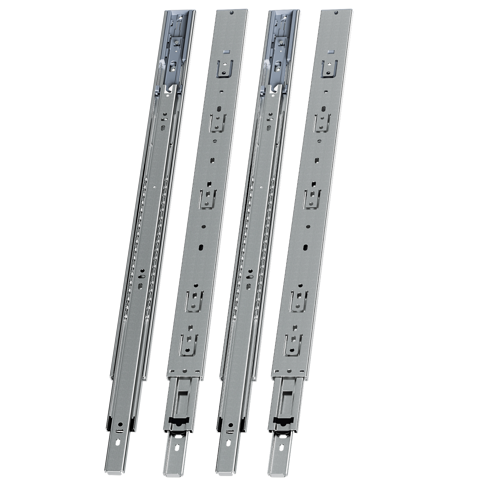 Jiubiaz 2 Paar Schubladenschienen 600 Mm Vollauszug, 3-teilig, Softclose Mit Selbsteinzug, 45 Kg Tragkraft, Schubladenauszug Aus Stahl