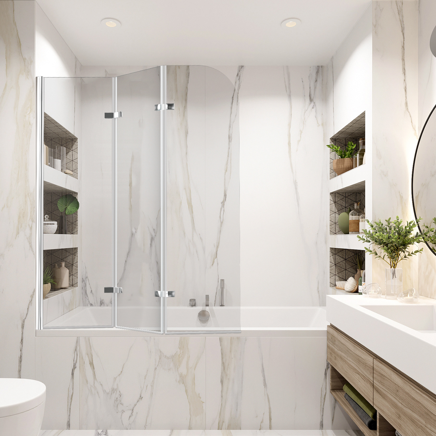 Jiubiaz Duschwand Für Badewanne 120x140cm, 2 Teilige Faltbare Glas Duschtrennwand Aus 6mm Sicherheitsglas (egs), Badewannenaufsatz, Silber Transparent