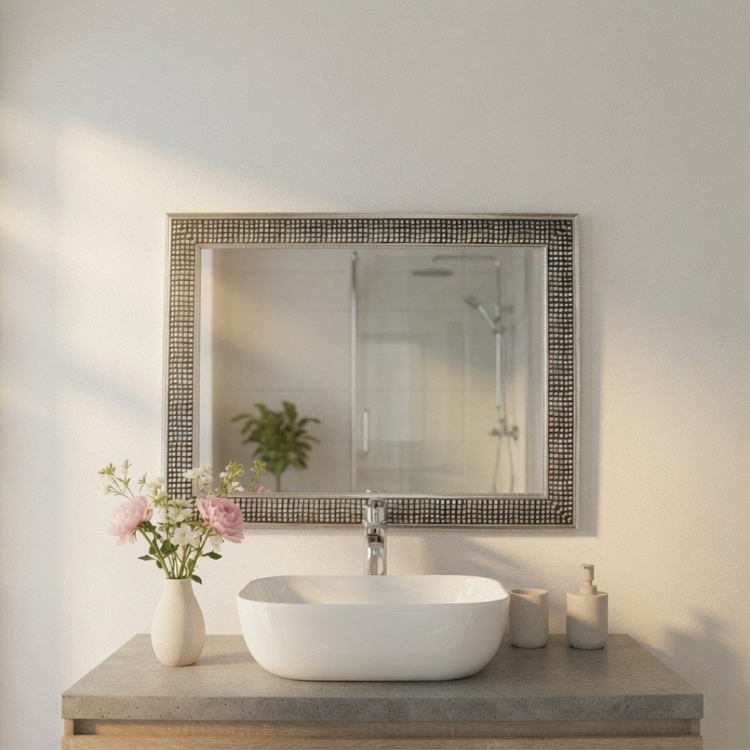 Rechteckiger Spiegel Mit Mdf-rahmen Im Vintage-look, Beidseitig Montierbar, 74,5x94,5 Cm