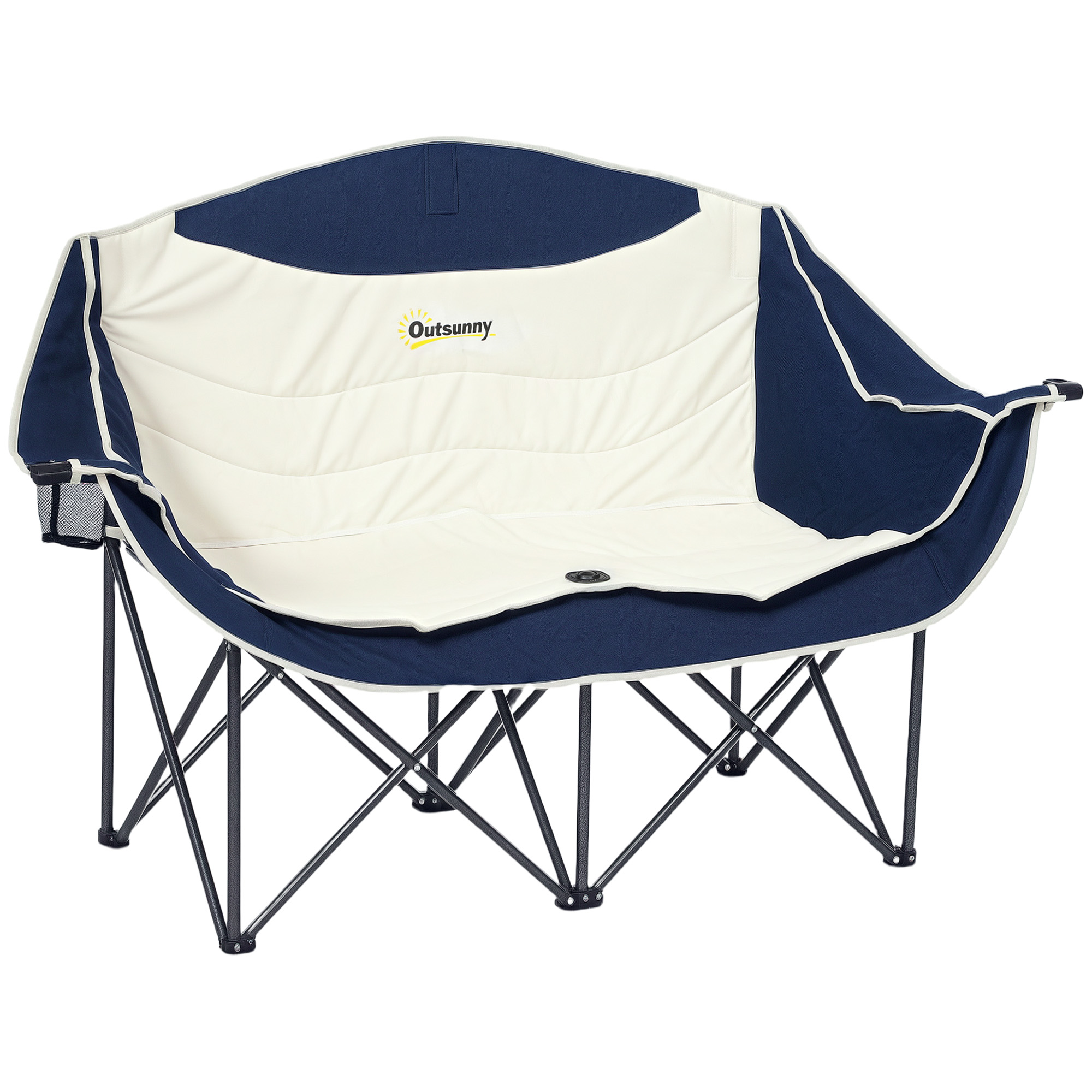 Faltbarer 2-sitzer Campingstuhl Mit Getränkehalter Doppel-faltstuhl Bis 250 Kg Mit Tragetasche Blau