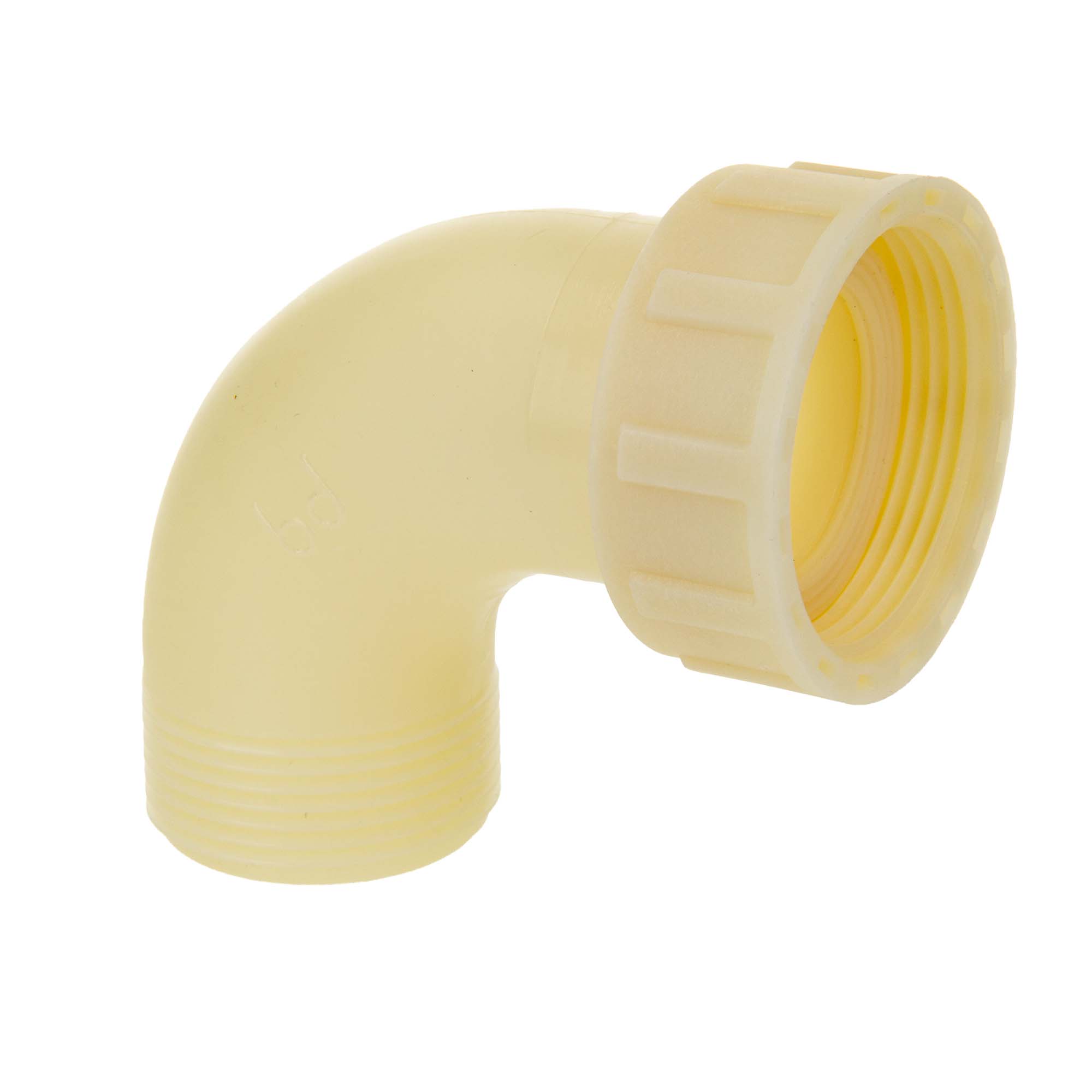 Tecuro 90° Winkel Mit 1 1/4 Zoll Außengewinde X 1 1/2 Zoll Überwurfmutter, Pa (nylon 66), Natur