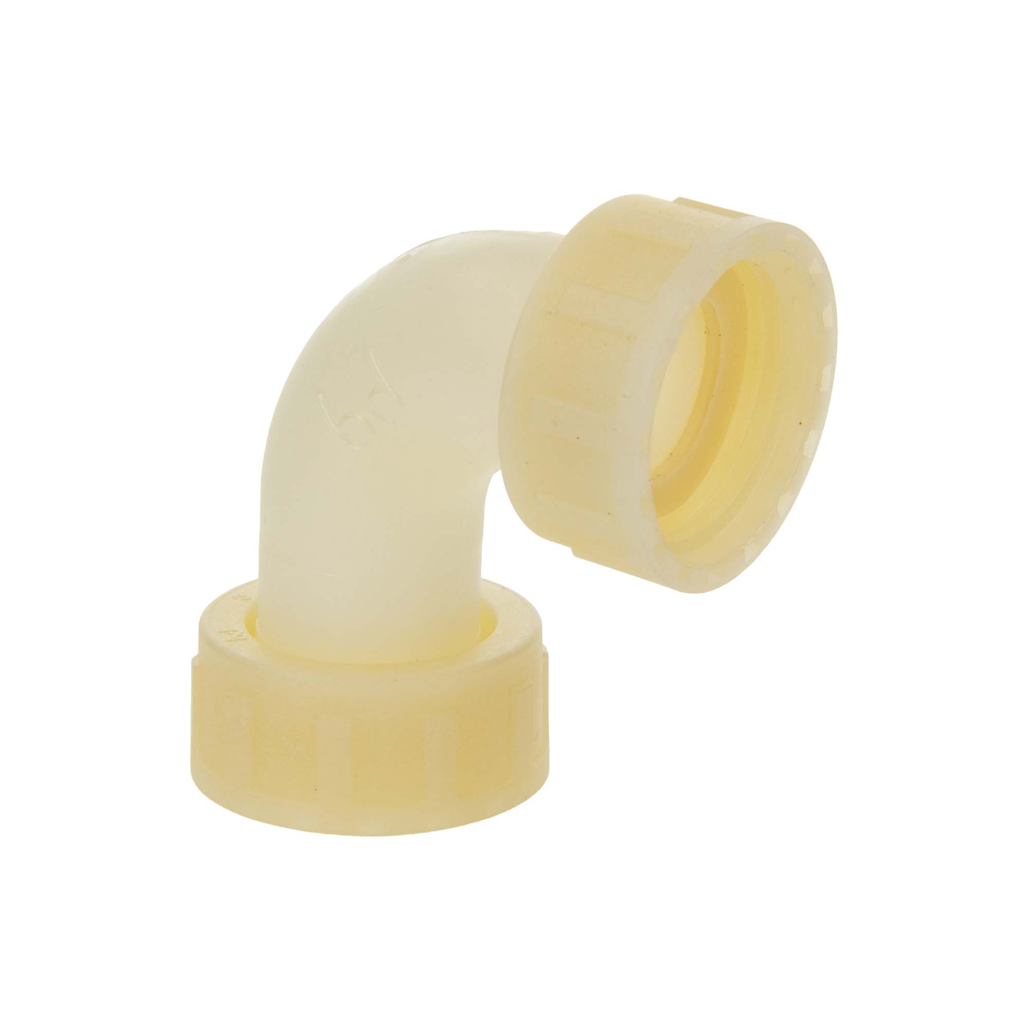 Tecuro 90° Winkel Mit Beidseitig 3/4 Zoll Überwurfmutter, Pa (nylon 66), Natur