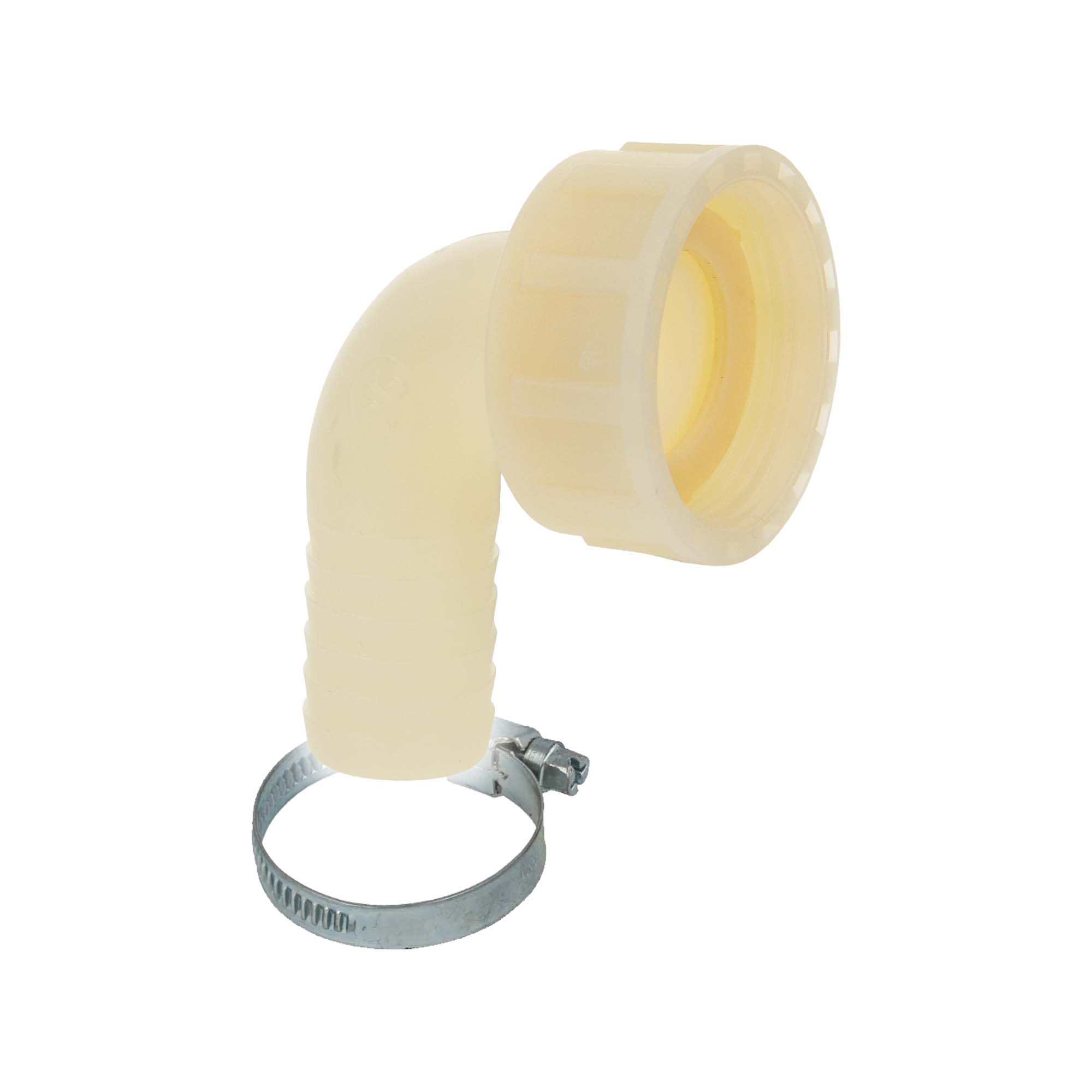 Tecuro 90° Winkel-schlauchtülle Ø 25 Mm X Überwurfmutter 1 1/4 Zoll, Inkl. Schlauchschelle, Pa (nylon 66), Natur