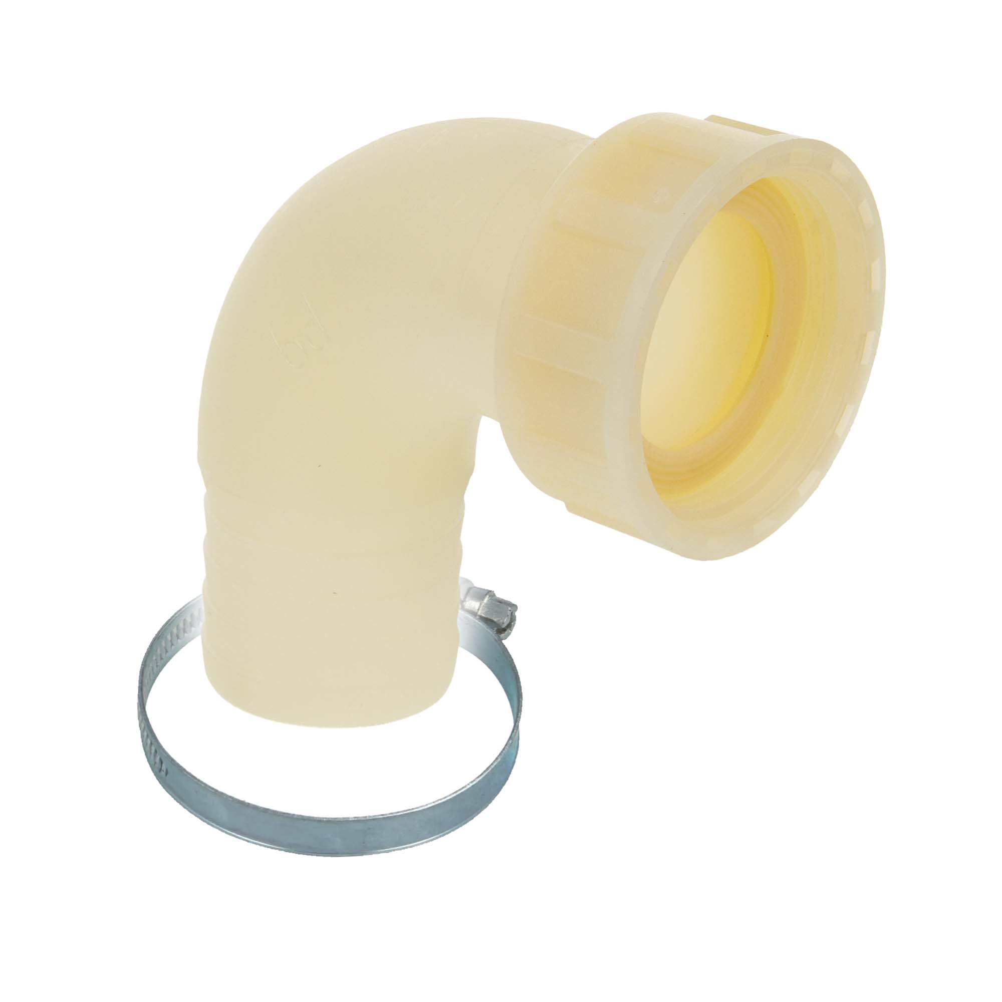 Tecuro 90° Winkel-schlauchtülle Ø 38 Mm X Überwurfmutter 1 1/2 Zoll, Inkl. Schlauchschelle, Pa (nylon 66), Natur