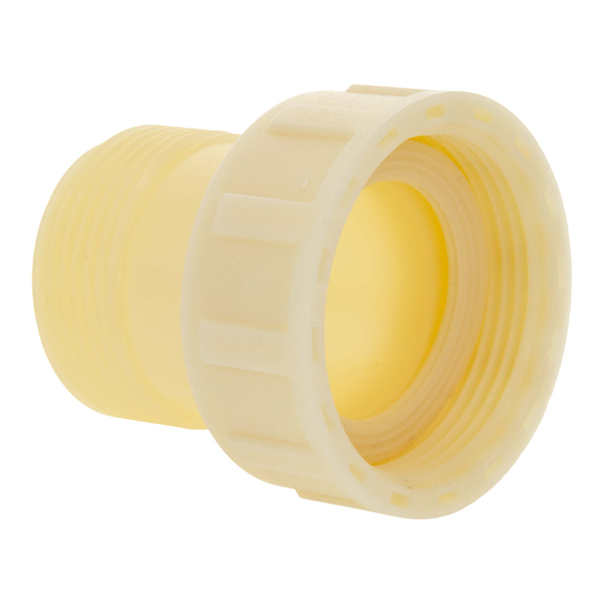 Tecuro Verschraubung Mit 1 1/4 Zoll Außengewinde X 1 1/2 Zoll Überwurfmutter, Pa (nylon 66), Natur