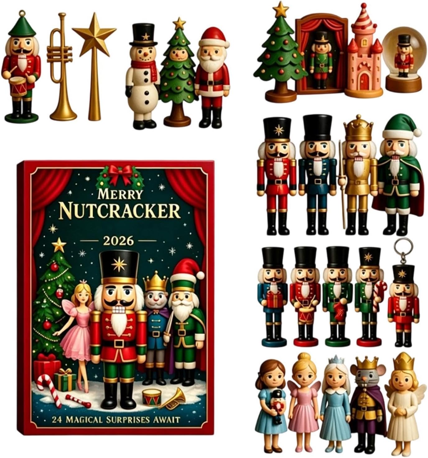 24-tage-weihnachtskalender 2026 Mit Nussknacker Aus Acryl Niedlicher Weihnachtsbaumschmuck Für Erwachsene, Tür, Wand, Mantel, Baum, Eingangsbereich, Zuhause