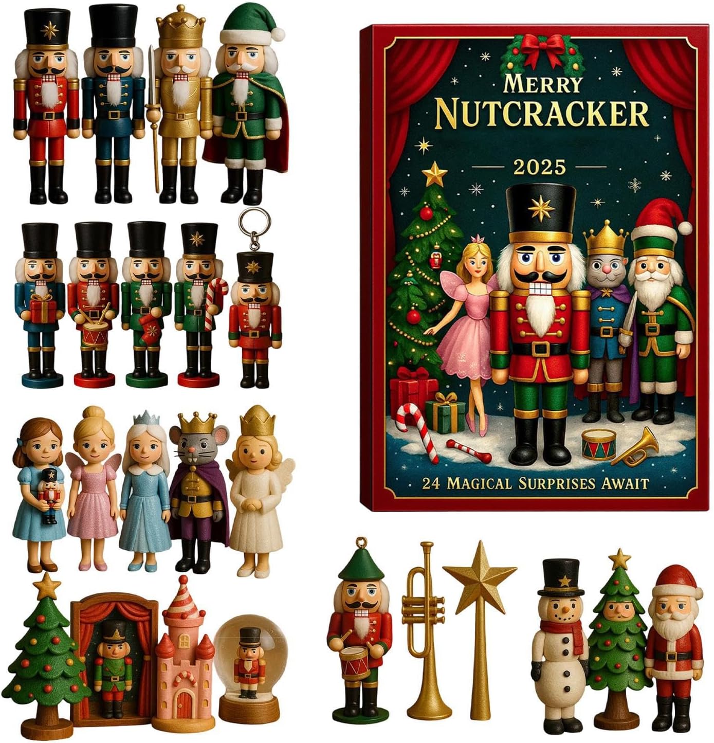 Nussknacker-adventskalender, Acryl-nussknackerfigur Adventsanhänger Für Weihnachten Und Neujahr, Für Zuhause, Studentenwohnheim, Fenster, Kamin, Schlafzimmer Und Wohnzimmer