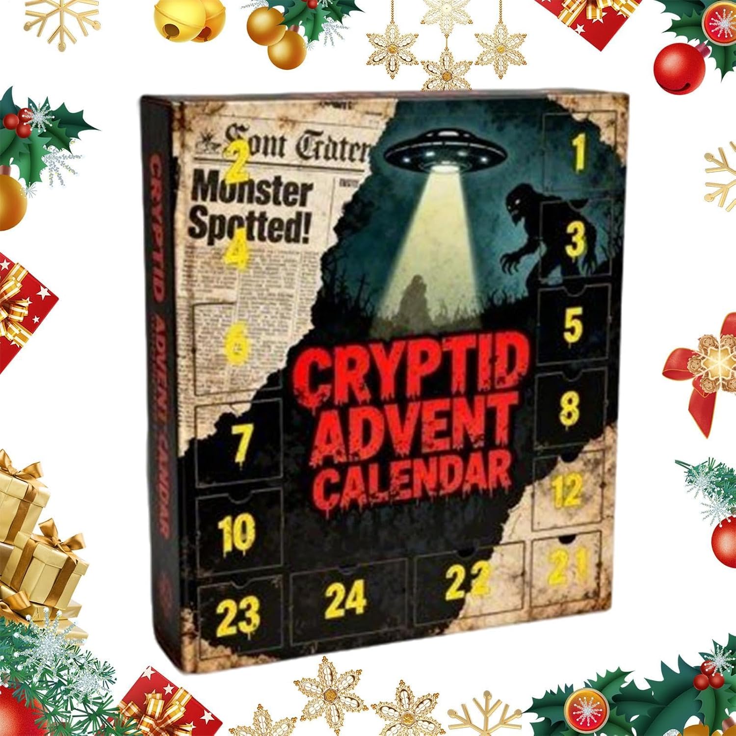 2d-adventskalender Aus Acryl Mit Kryptiden Weihnachtsfiguren-kollektion Für Erwachsene, Regal, Weihnachtsbaum, Tür, Fenster, Eingangsbereich, Wohnzimmer, Party, Geburtstag