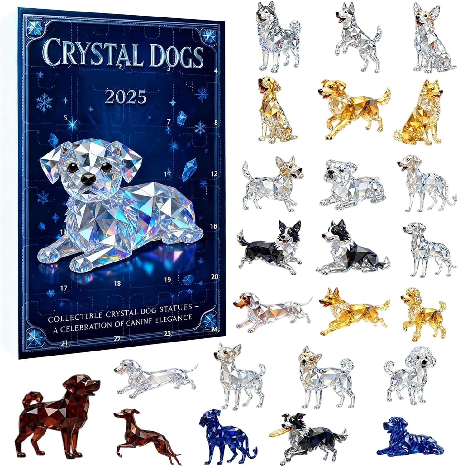 2d-adventskalender „hund“ Aus Acryl Für 2025 24-tage-countdown-kalender Mit Hundemotiv Für Zuhause, Auto, Rückspiegel, Wand, Fenster, Erwachsene