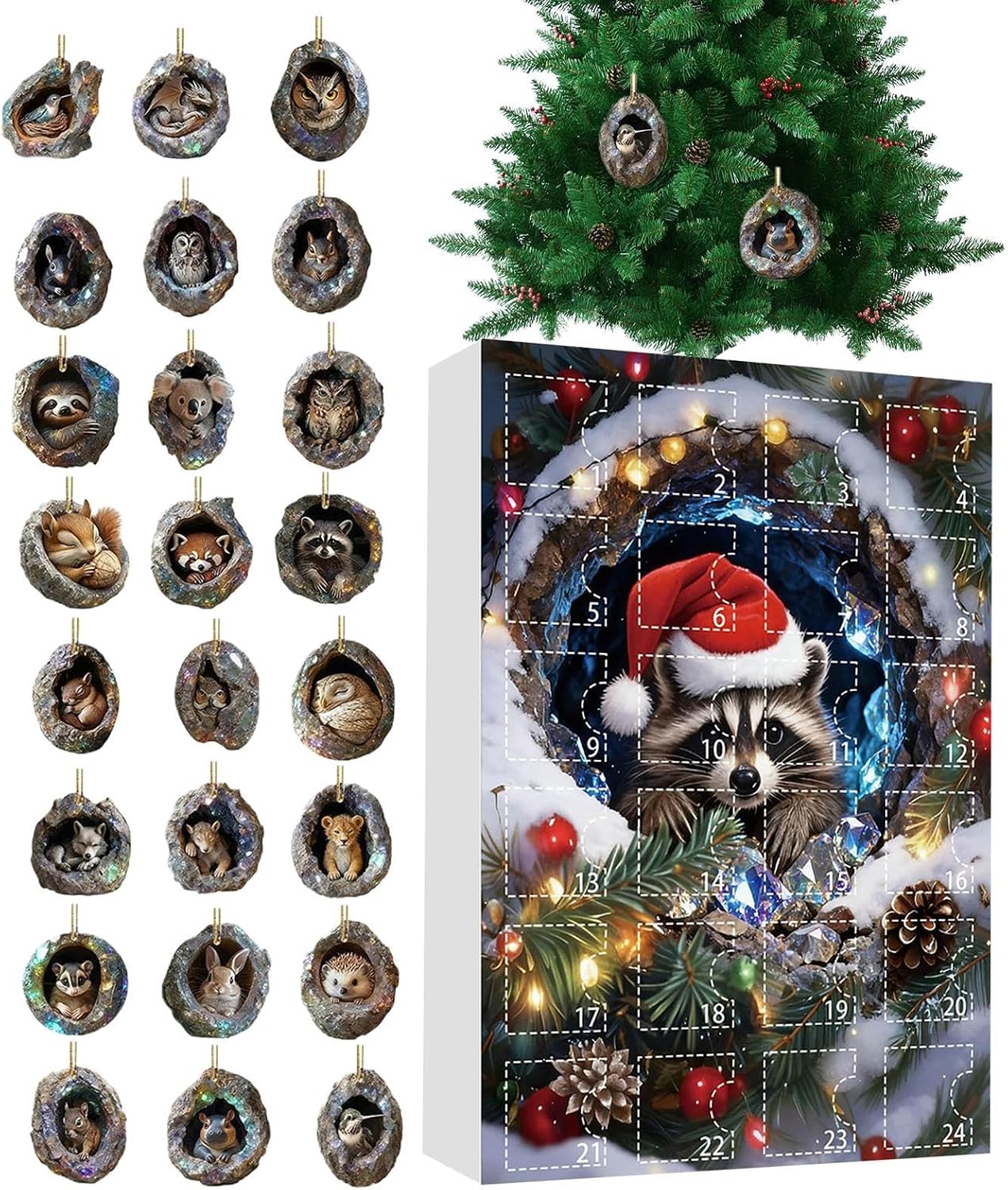 24-tägiger Tier-adventskalender 2d-acryl-adventskalender Hängender Schulschmuck Für Fenster, Haustür, Balkon, Weihnachtsbaum, Party