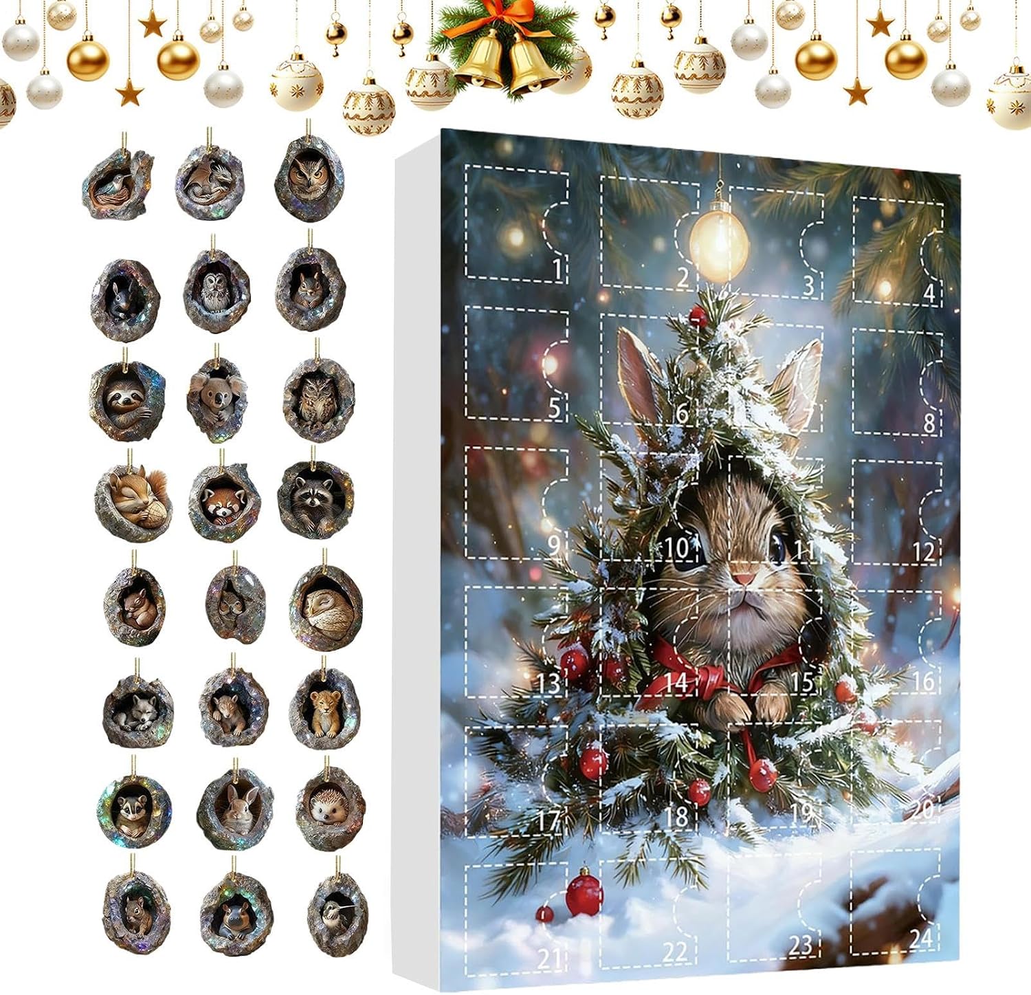 24-tägiger Adventskalender Mit Tiermotiven, 2d-acryl-adventskalender Hängender Schulschmuck Für Fenster, Haustür, Balkon, Weihnachtsbaum, Party