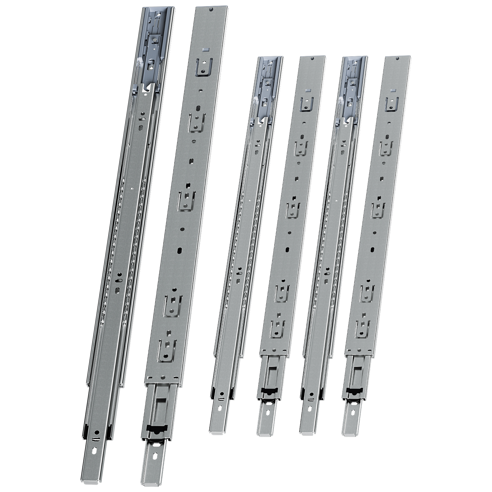 Randaco 3 Paar Schubladenschienen 600 Mm Vollauszug, 3-teilig, Softclose Mit Selbsteinzug, 45 Kg Tragkraft, Schubladenauszug Aus Stahl