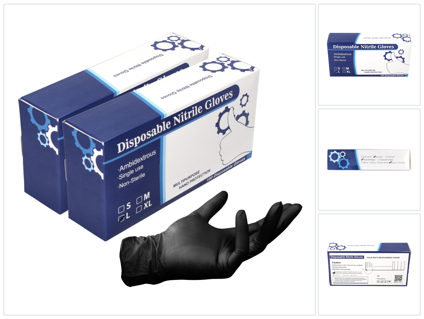 Nitril Einweg Handschuhe In Spenderbox Schwarz / Black 200 Stück Größe L / Large - Nicht Steril