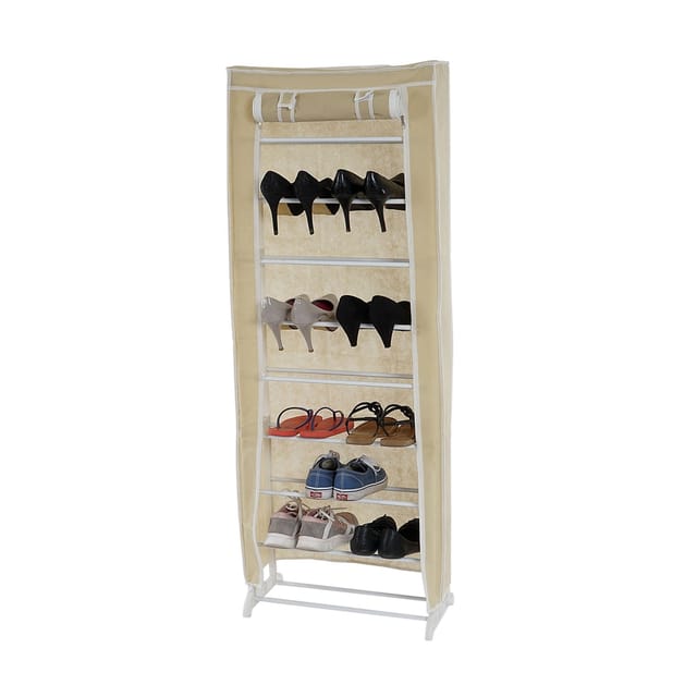 MCW Schuhschrank Stoff 140x52x18cm Creme