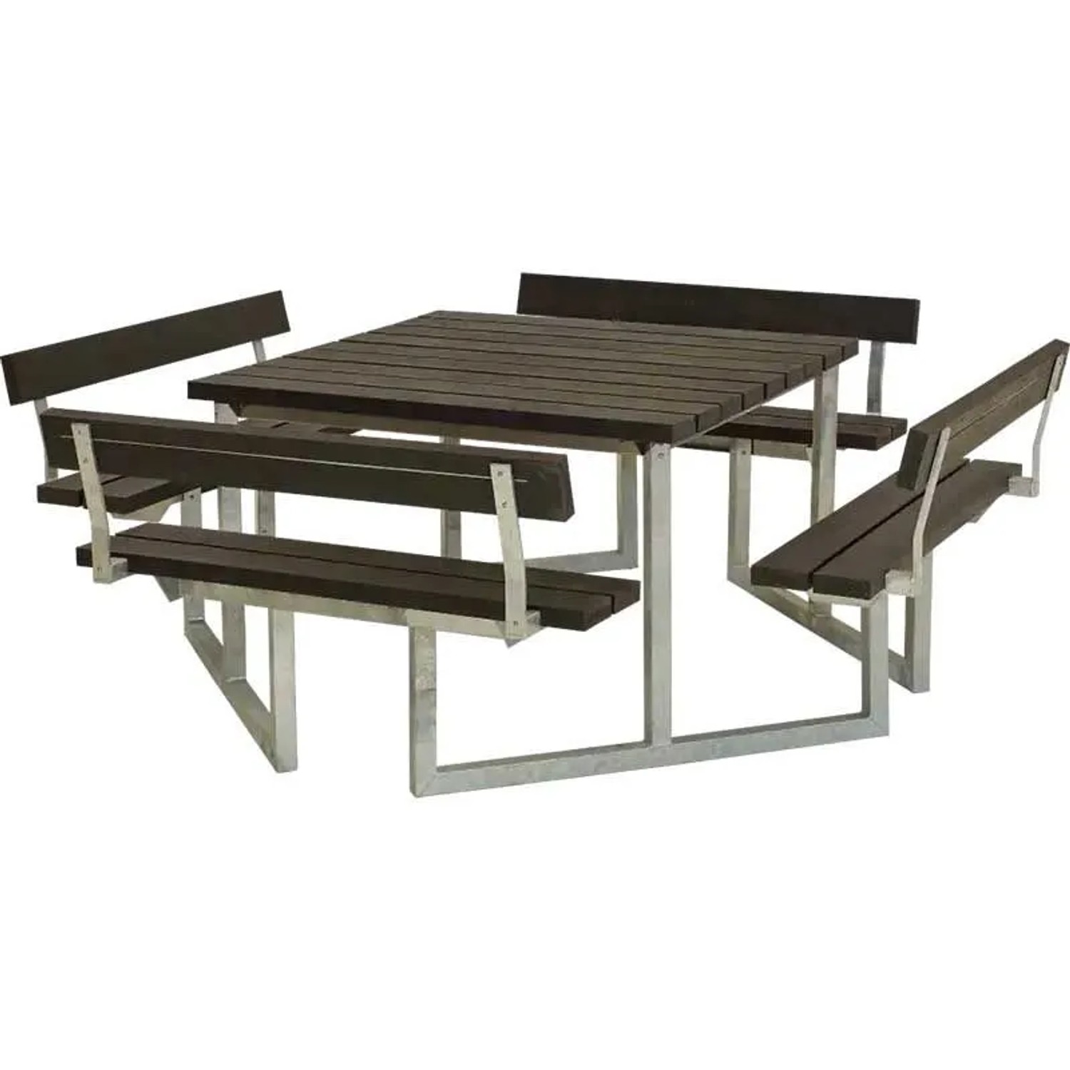 PLUS Twist Gartensitzgruppe RePlast Schwarz 227 cm mit 4 Rückenlehnen