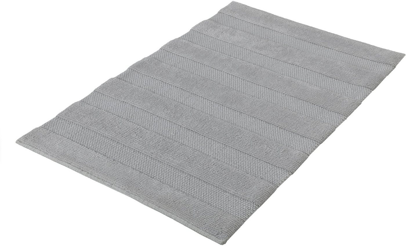 Kleine Wolke Badematte Tikka, Badvorleger, Badezimmer Teppich, Höhe 5 mm, rutschhemmend beschichtet, fußbodenheizungsgeeignet, Baumwolle, rechteckig, Badteppich, Uni-Farben, gestreift, Hoch-Tief Effekt, reine Baumwolle Bild 3