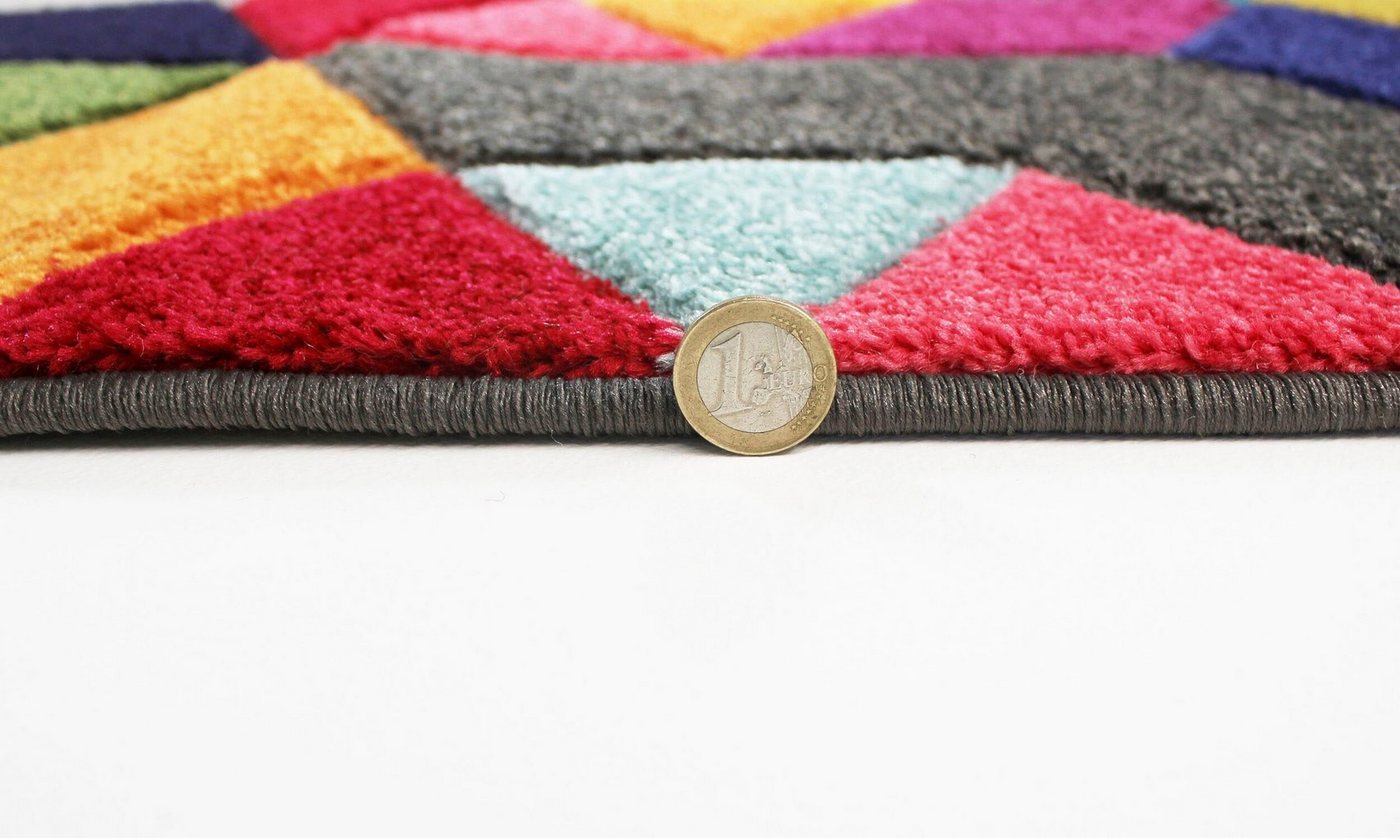 FLAIR RUGS Läufer Dynamic, rechteckig, Höhe: 10 mm, fußbodenheizungsgeeignet, Cube Muster, bunt, Wohnzimmer, Läufer
