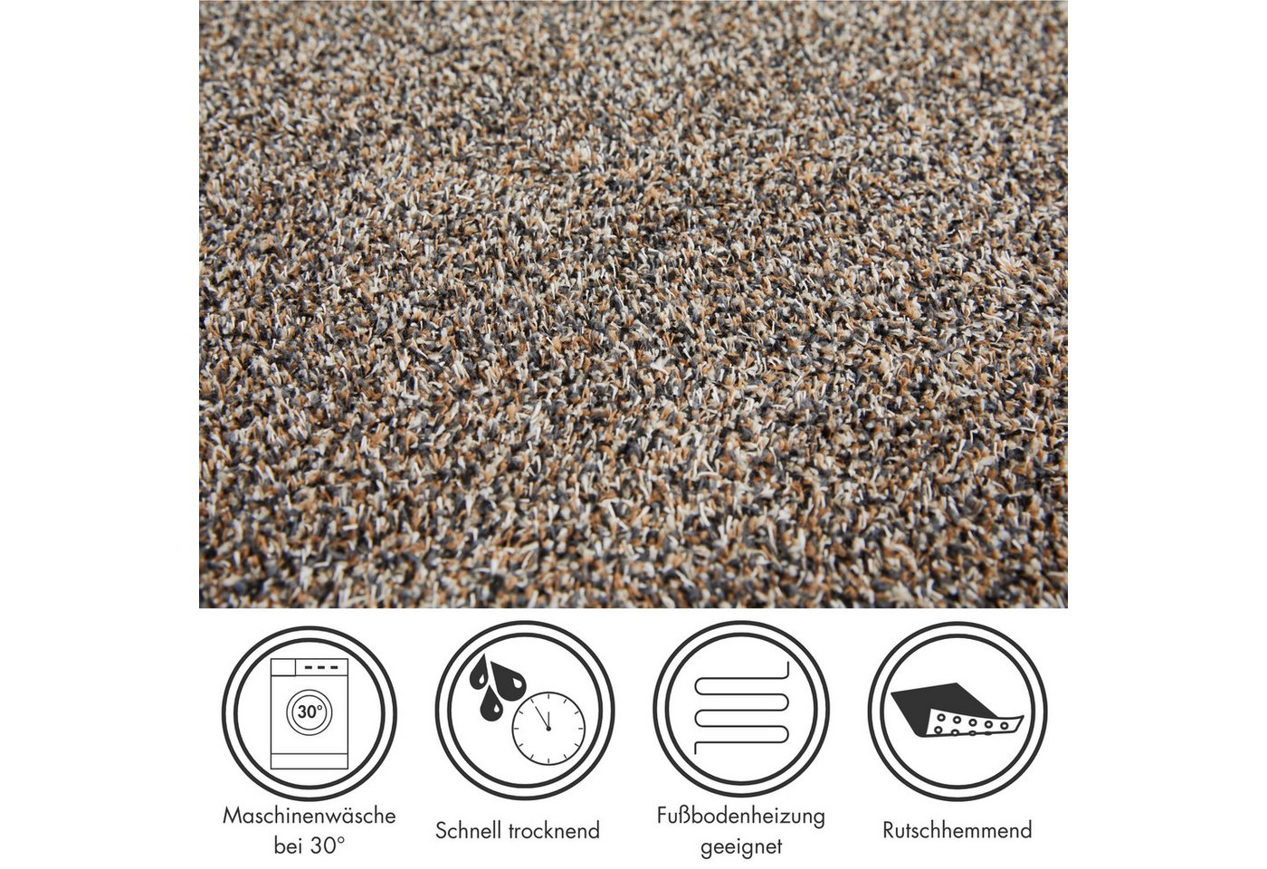 OTTO home Fußmatte Sydney, Schmutzfangmatte, rechteckig, Höhe: 6 mm, melierte Optik, rutschhemmend, für In- und Outdoor, waschbar