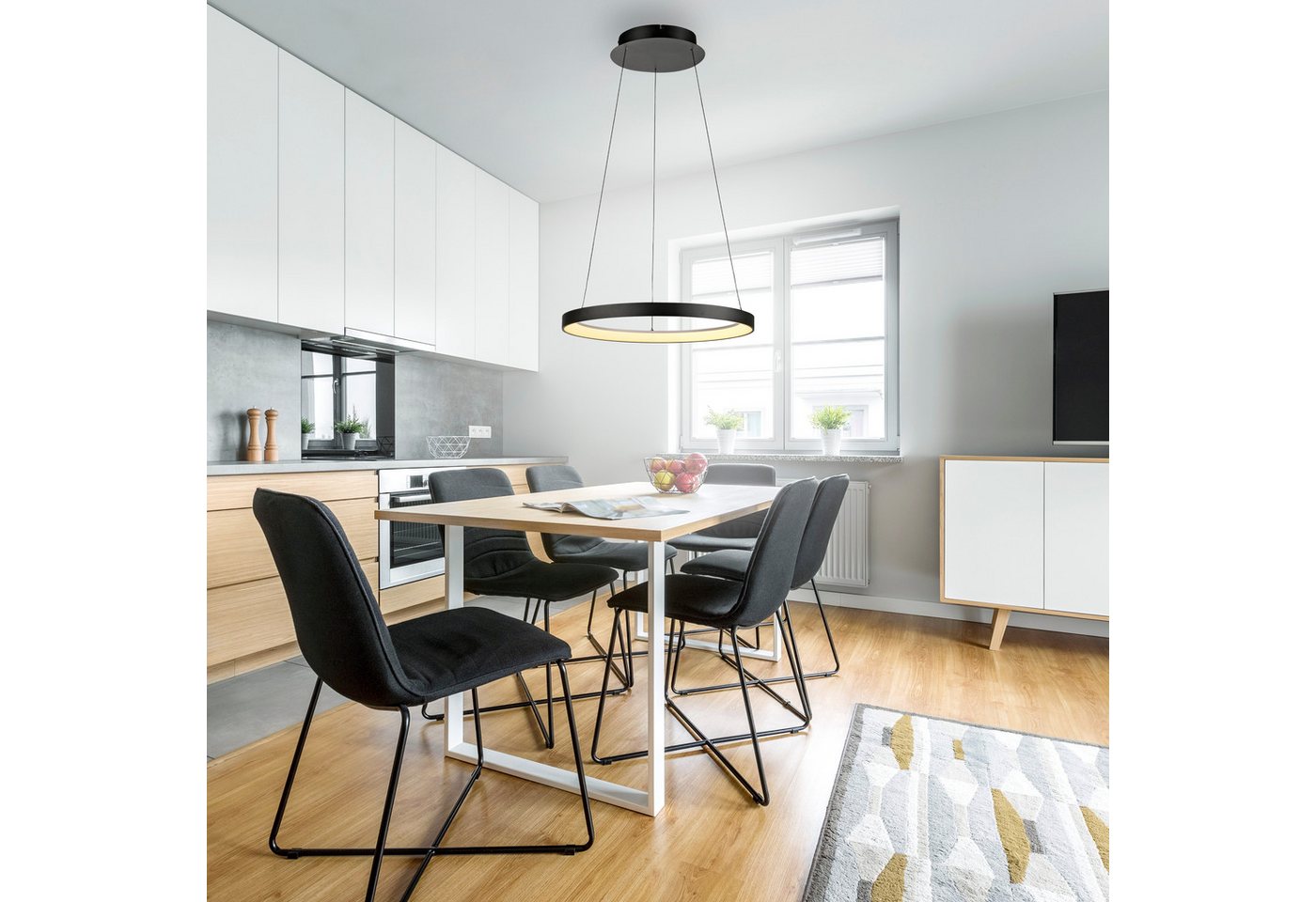 Paul Neuhaus Pendelleuchte HOOP, Dimmfunktion, LED fest integriert, Warmweiß, LED, dimmbar, Simply Dim, Memory, nach Trennung vom Netz, Comfort Lift