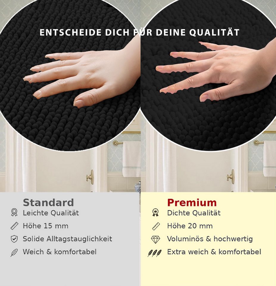 OTTO home Badematte Vanessa Chenille Standard, Badvorleger, Badezimmer, Duschvorleger, Höhe 15 mm, schnell trocknend, strapazierfähig, fußbodenheizungsgeeignet, Polyester, rechteckig, Uni Farben, besonders weich