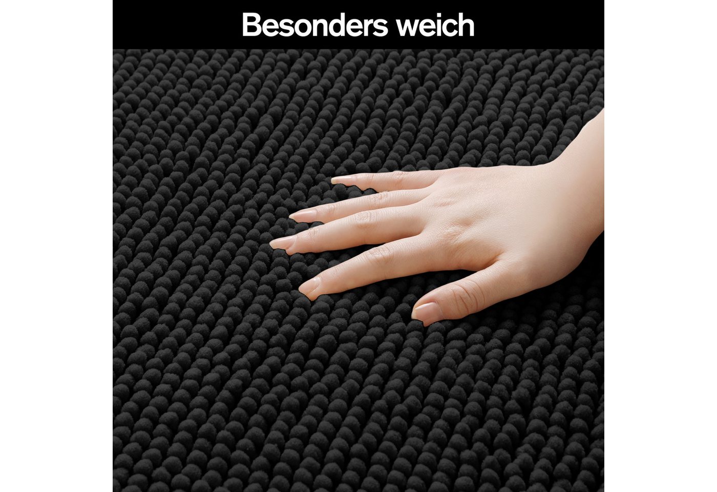 OTTO home Badematte Vanessa Chenille Standard, Badvorleger, Badezimmer, Duschvorleger, Höhe 15 mm, schnell trocknend, strapazierfähig, fußbodenheizungsgeeignet, Polyester, rechteckig, Uni Farben, besonders weich Bild 4