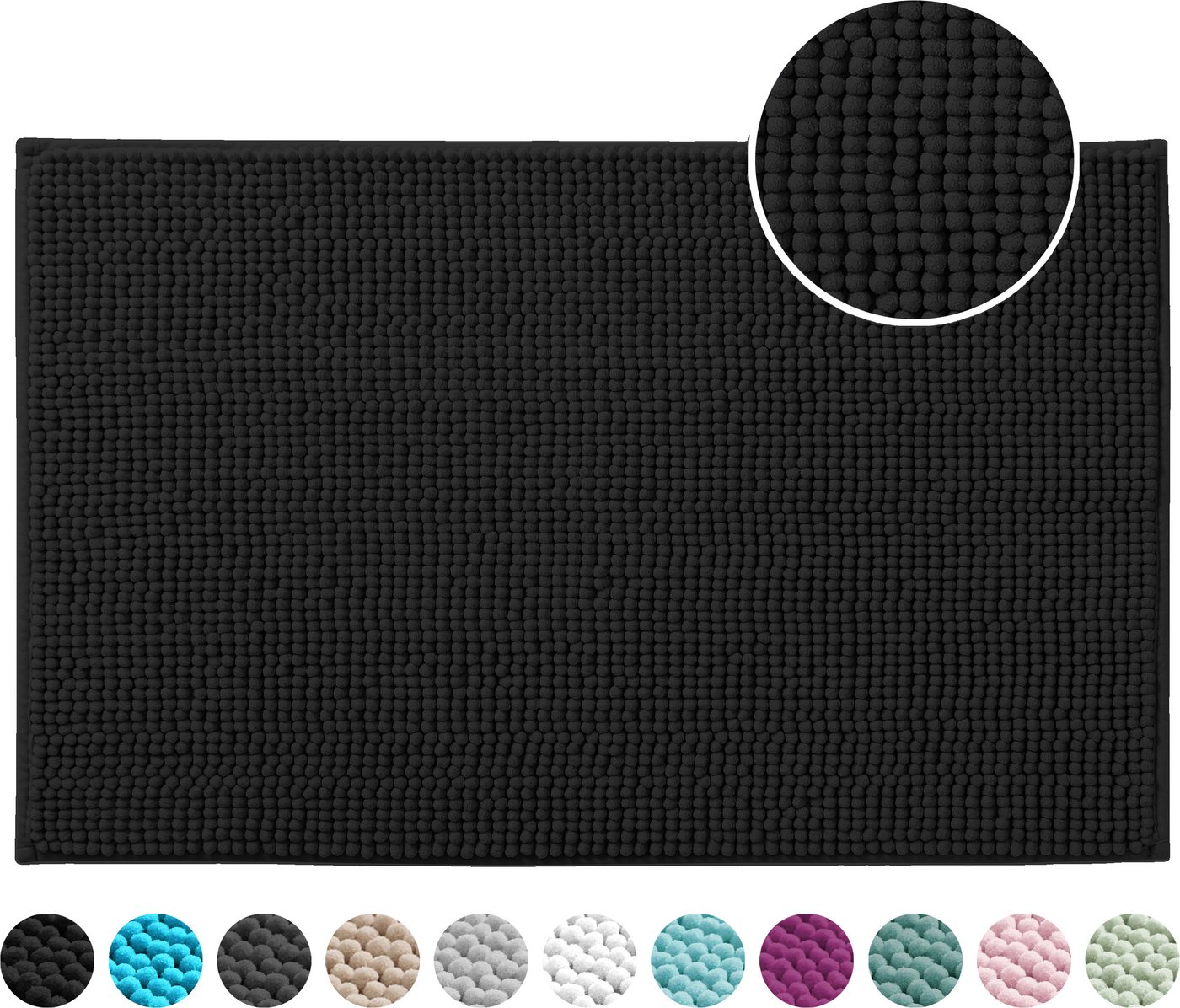 OTTO home Badematte Vanessa Chenille Standard, Badvorleger, Badezimmer, Duschvorleger, Höhe 15 mm, schnell trocknend, strapazierfähig, fußbodenheizungsgeeignet, Polyester, rechteckig, Uni Farben, besonders weich Bild 5