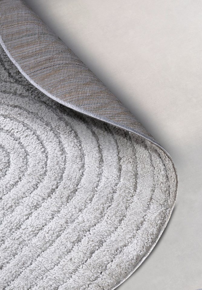 ELLE DECORATION Designteppich Cosy Panglao, auch als Rundteppich erhältlich, rund, Höhe: 14 mm, uni Kurzflor, Hoch Tief Struktur, modern, Skandi, Boho, Wohnzimmer