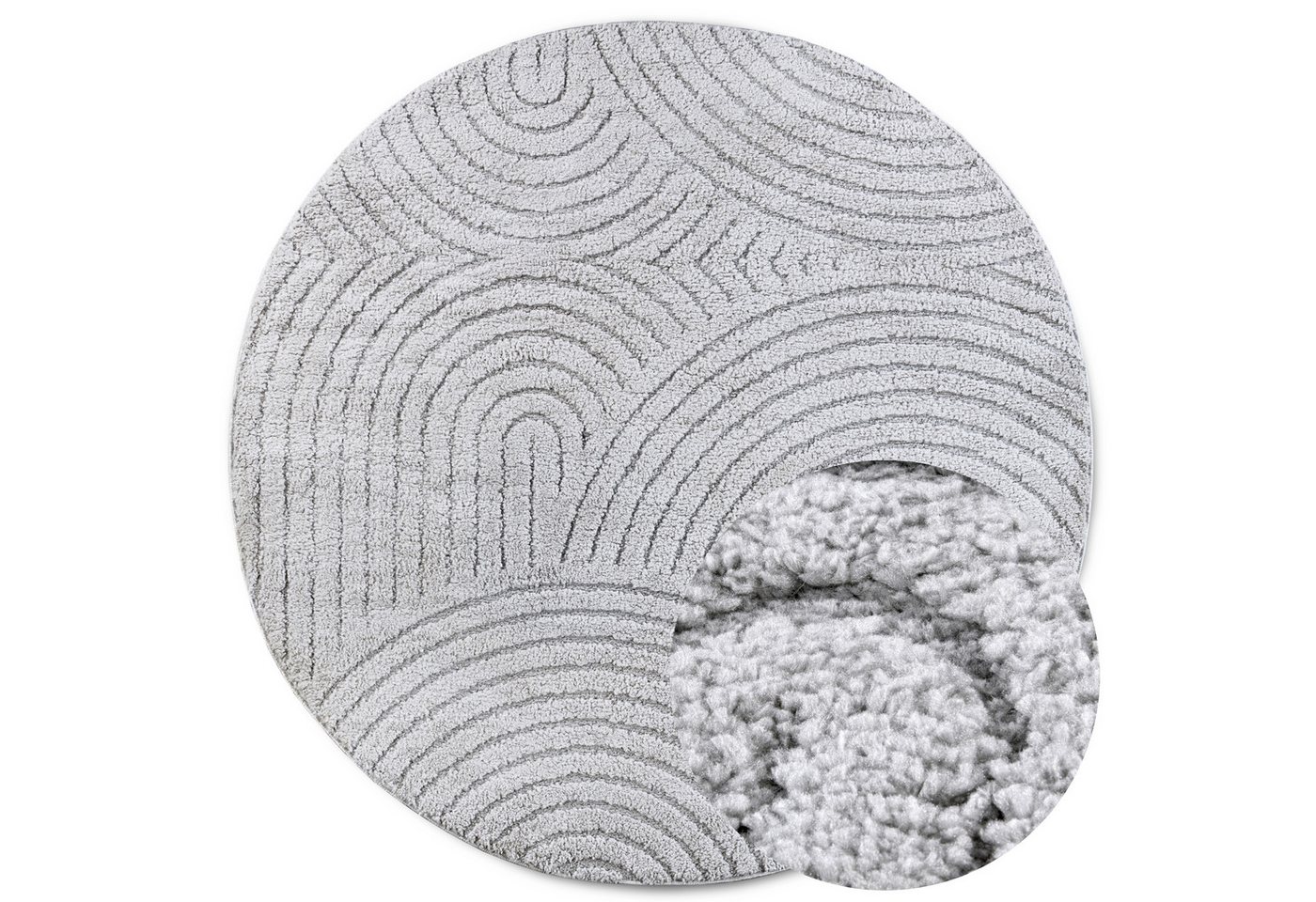 ELLE DECORATION Designteppich Cosy Panglao, auch als Rundteppich erhältlich, rund, Höhe: 14 mm, uni Kurzflor, Hoch Tief Struktur, modern, Skandi, Boho, Wohnzimmer Bild 4