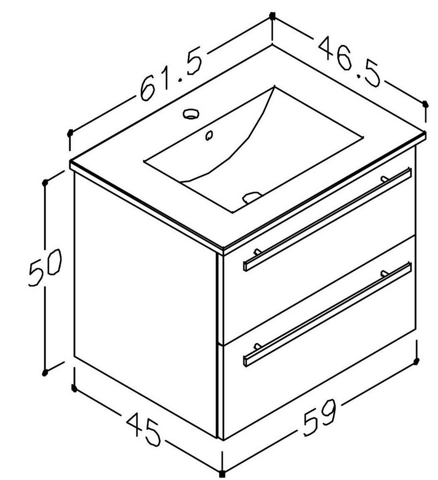 welltime Waschtisch Serena, Waschbeckenunterschrank inkl. Waschbecken, Badmöbel