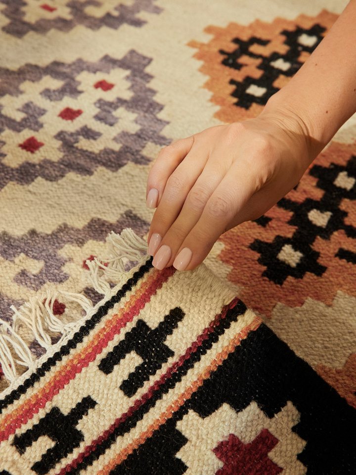 HANSE Home Teppich Kelim Kian, rechteckig, Höhe: 3 mm, Wolle, Baumwolle, Natur, Handgewebt, orientalisch, Boho, traditionell Bild 4