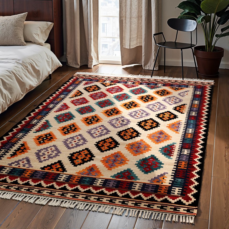 HANSE Home Teppich Kelim Kian, rechteckig, Höhe: 3 mm, Wolle, Baumwolle, Natur, Handgewebt, orientalisch, Boho, traditionell Bild 5