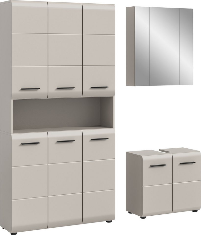 welltime Badezimmer-Set, (Set, 4-St., Stauraumschrank, WBU, Spiegelschrank), Bad-Kombination, Bad-Möbel, Badezimmer, Kombination, Kombi Bild 5