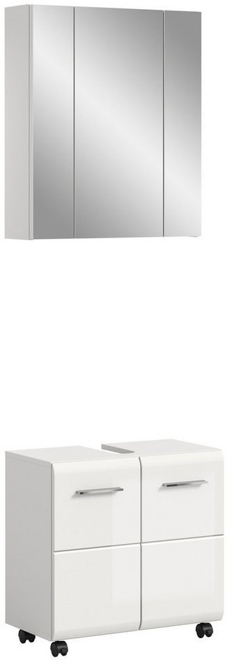 welltime Badmöbel-Set FLORENZ, 2-tlg. Bad-Kombination, hochwertige MDF-Front, (3-St., best. aus: 1 Spiegelschrank, 1 Waschbeckenunterschrank), Bad-Kombination, Bad-Möbel, Badezimmer, Kombination, Kombi Bild 3