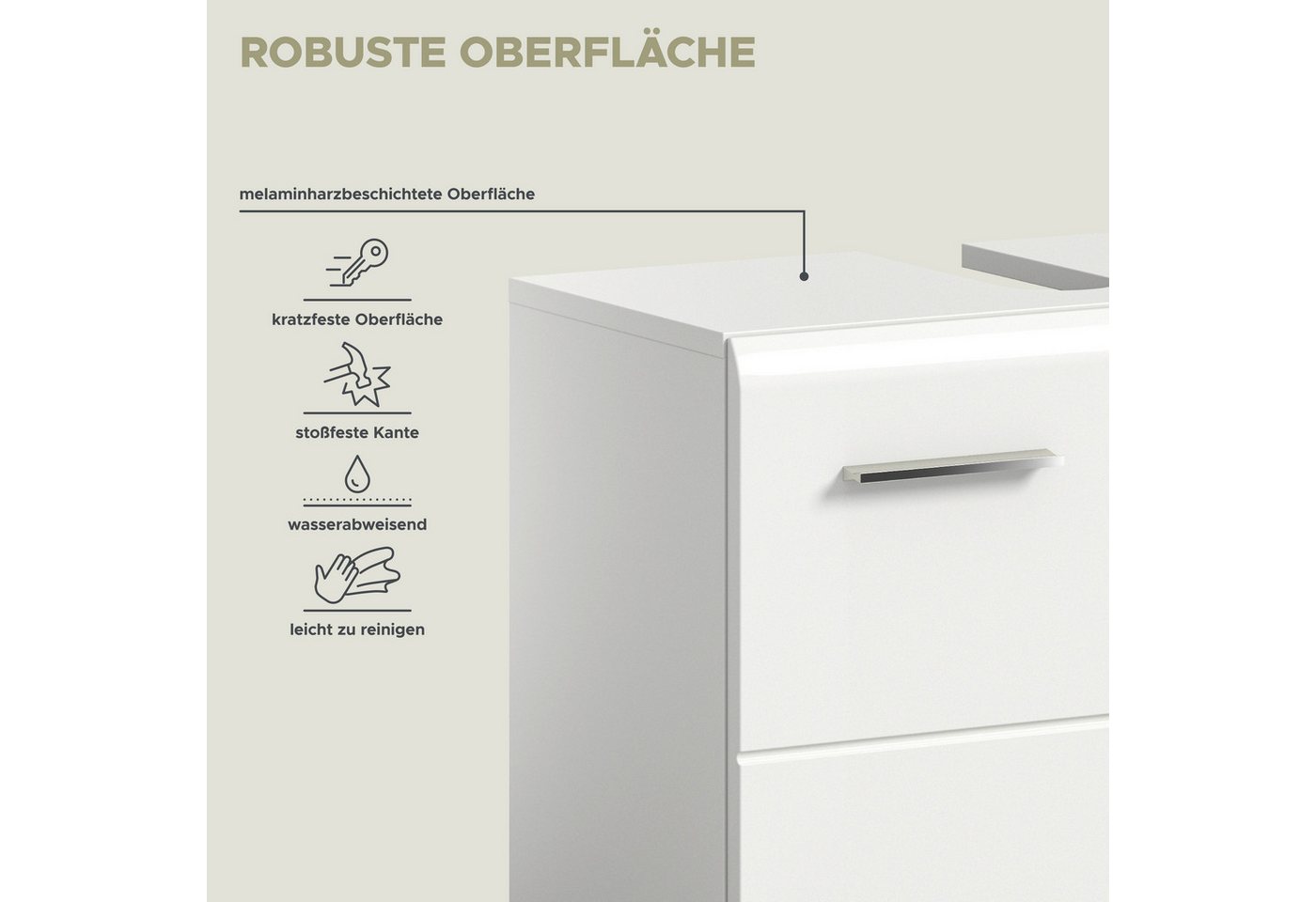 welltime Badmöbel-Set FLORENZ, 2-tlg. Bad-Kombination, hochwertige MDF-Front, (3-St., best. aus: 1 Spiegelschrank, 1 Waschbeckenunterschrank), Bad-Kombination, Bad-Möbel, Badezimmer, Kombination, Kombi Bild 5