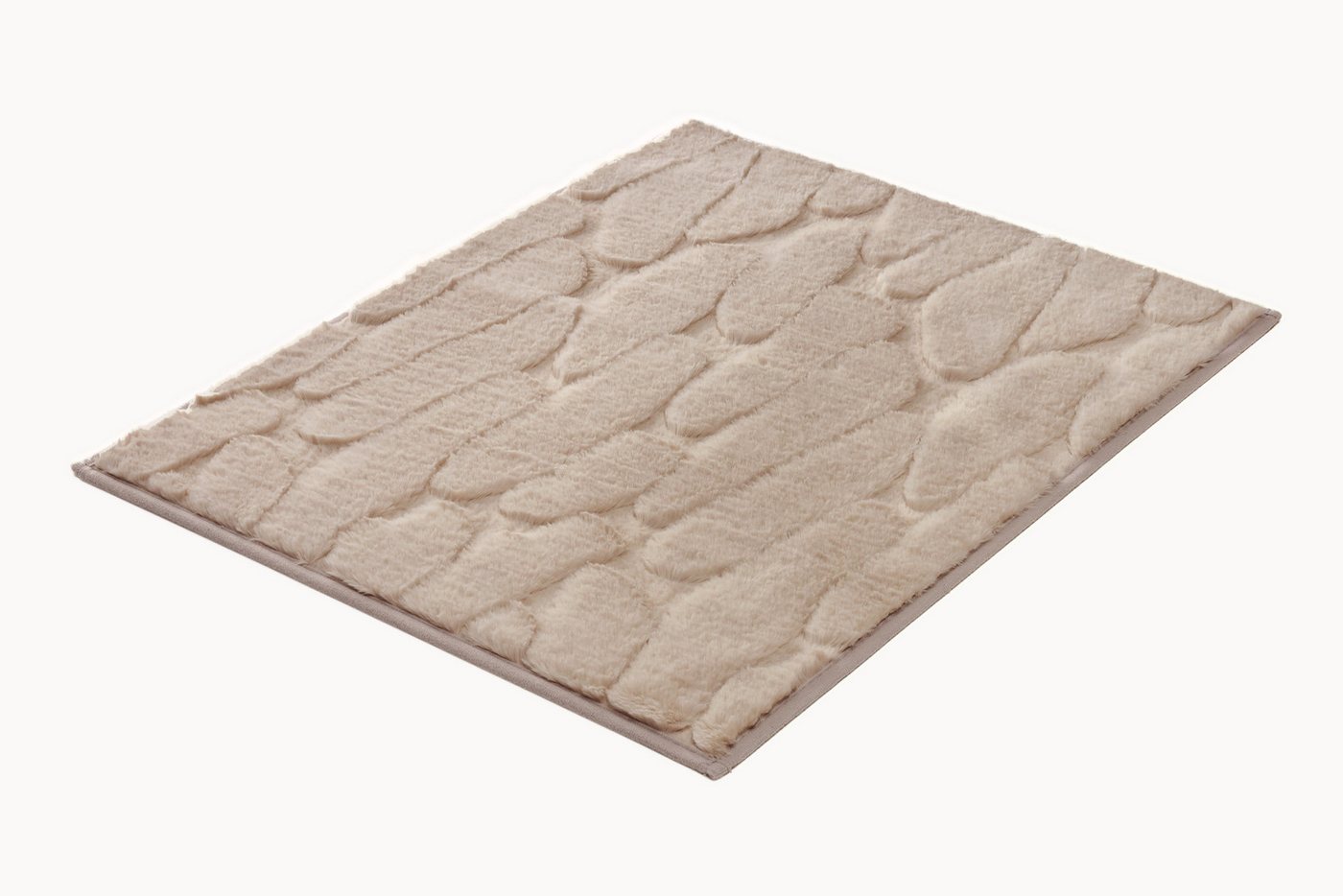 Kleine Wolke Badematte »Tondo«, Badvorleger, Badezimmer Teppich, Höhe 5 mm, rutschhemmend beschichtet, fußbodenheizungsgeeignet, Polyester, rechteckig, Badteppich, Uni Farben, moderens Design, Hoch-Tief Effekt Bild 3