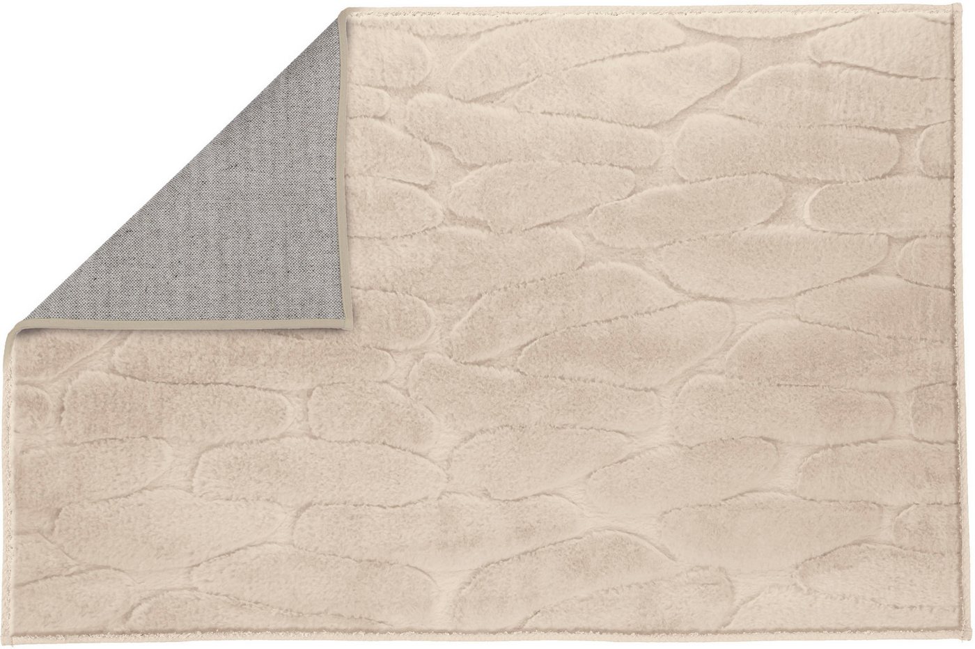 Kleine Wolke Badematte »Tondo«, Badvorleger, Badezimmer Teppich, Höhe 5 mm, rutschhemmend beschichtet, fußbodenheizungsgeeignet, Polyester, rechteckig, Badteppich, Uni Farben, moderens Design, Hoch-Tief Effekt Bild 4